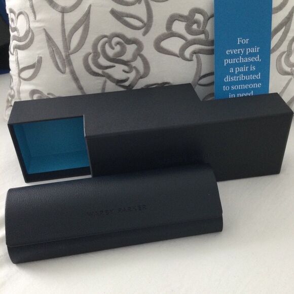 Warby Parker Glass Case Box and Microfiber Cloth Case Color Black - Picture 1 of 11